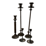 Bronze candlesticks x5