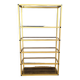 Étagère métal doré et verre fumé vers 1970