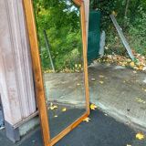 Miroir biseauté Louis XV en ronce de noyer concave  85x165cm