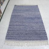 Handwoven artisanal kilim rug – Blue and ecru – Modern bohemian style
