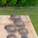 Vintage patinated metal hedgehog ashtrays – Greece