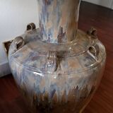 Large handled jar in glazed terracotta