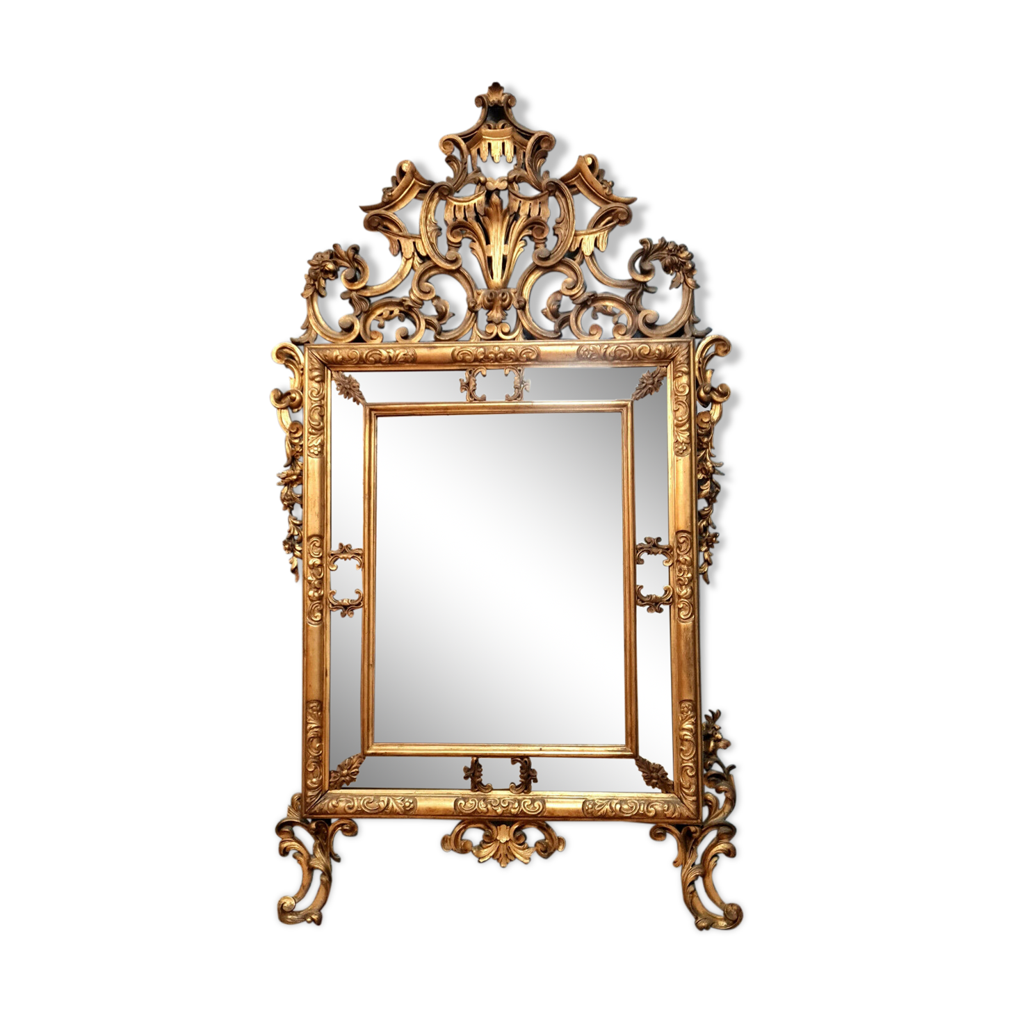 mirror Louis XV- Regency a pare closed in gilded wood around 1850-1880   166x93cm