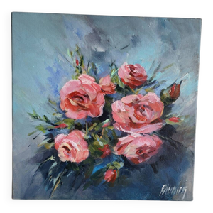 Tableau Huile sur toile - roses
