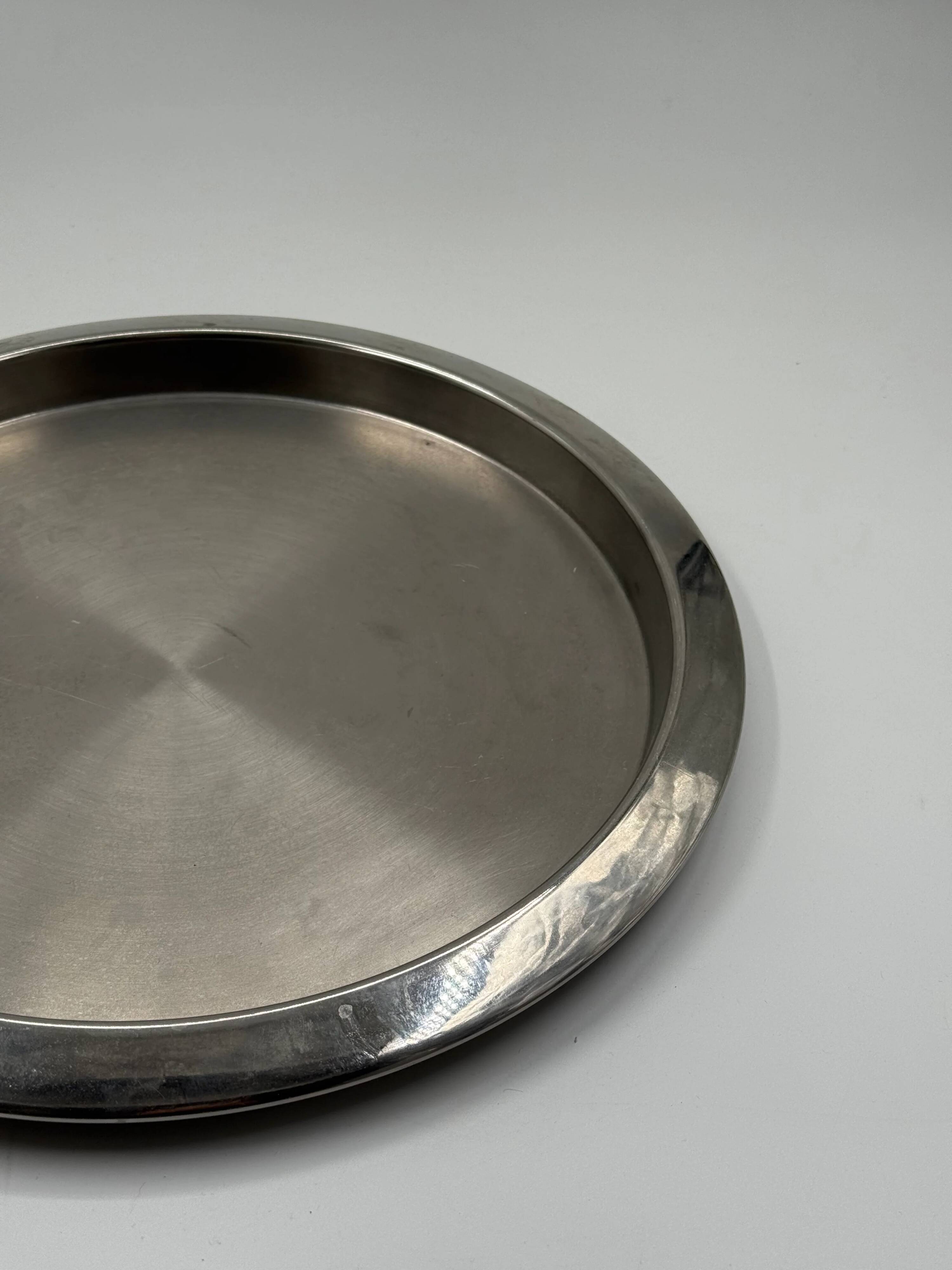 Plateau de service vintage en acier inoxydable