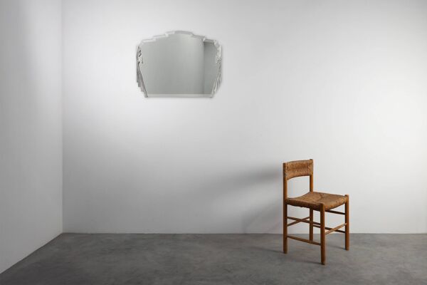 Miroir mural Art Déco avec étiquette Emiel Matthijssens, Belgique vers 1920