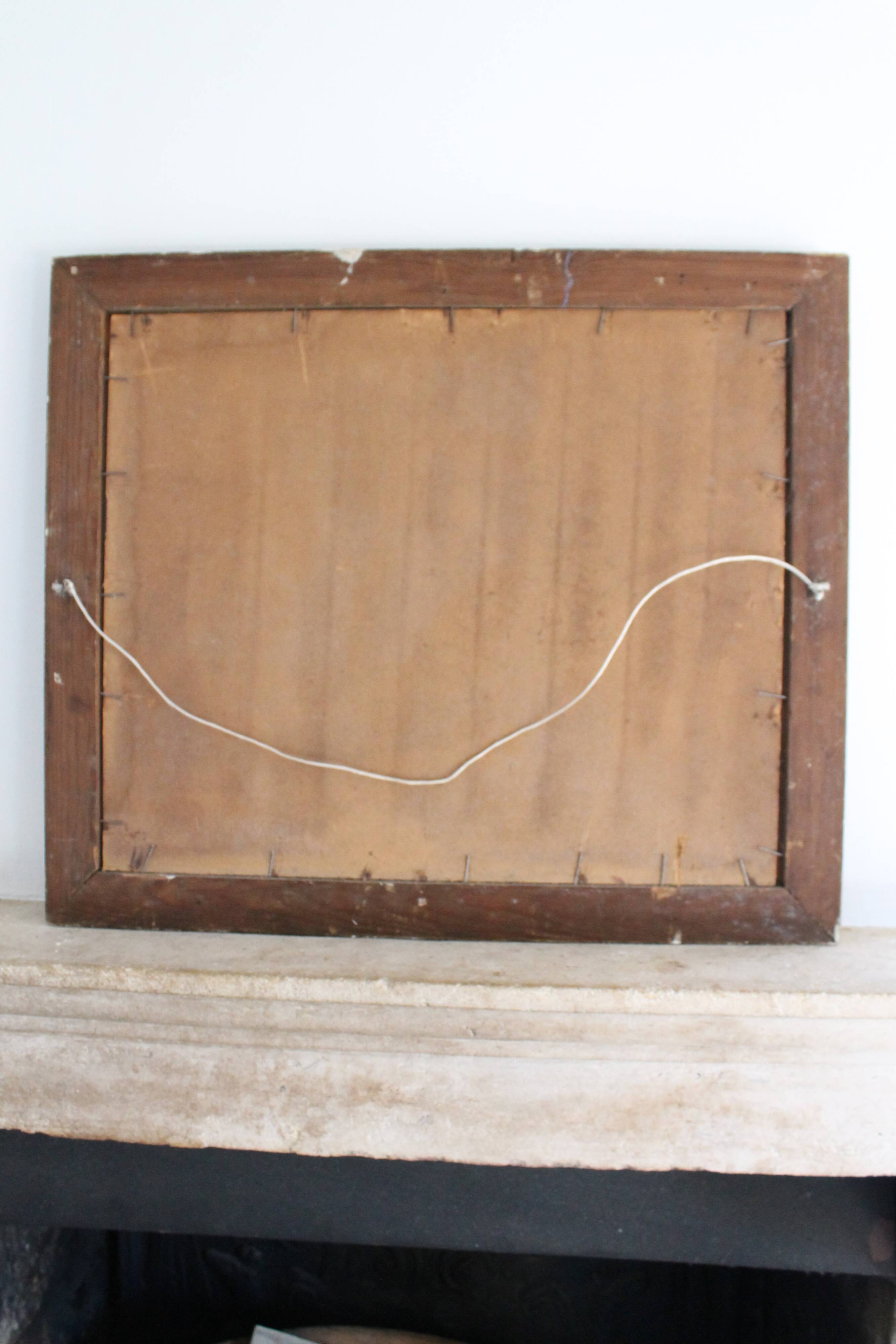 Oil on hardboard "Two workers at the press" post-impressionist painting