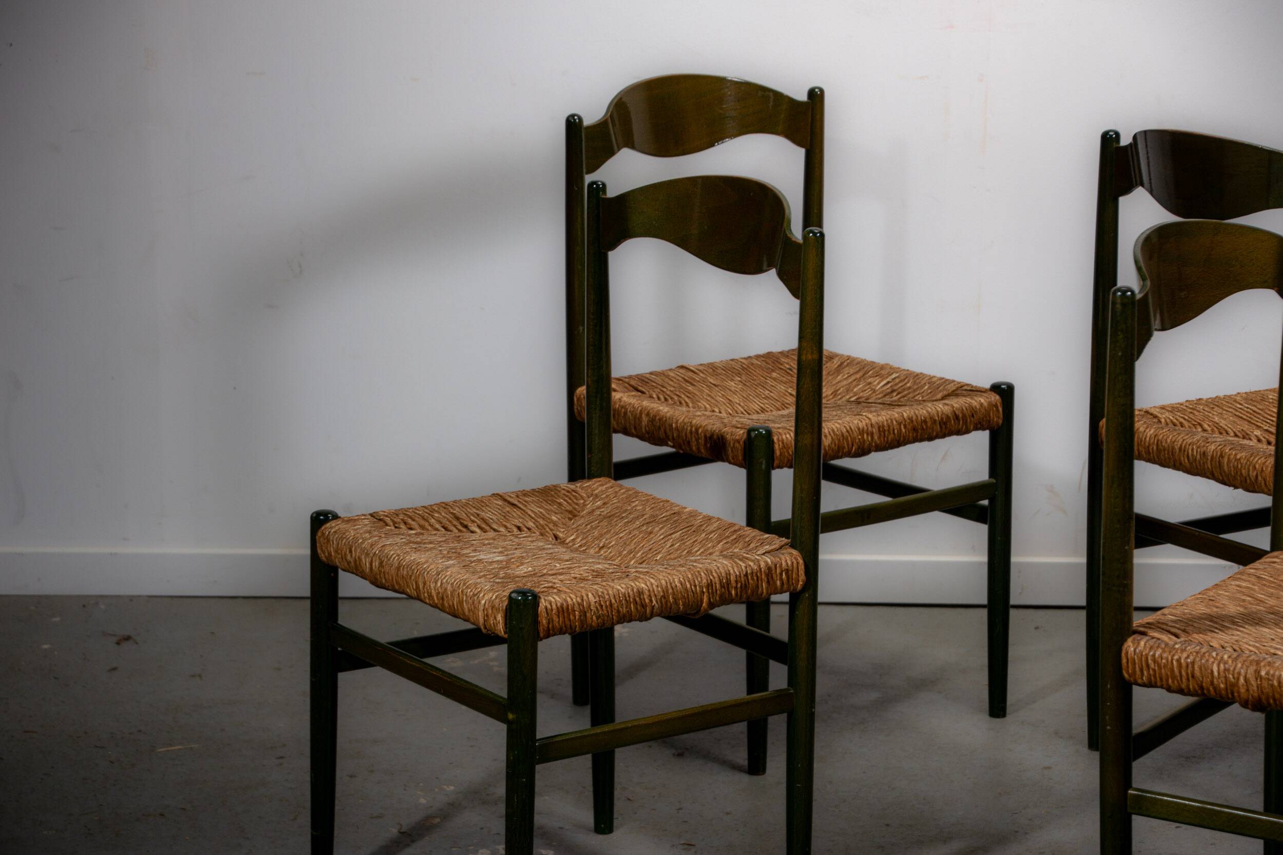 Green beech and rush dinning chairs