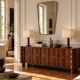 Pair of French Art Deco Wooden Table Lamps Attributed to Charles Dudouyt