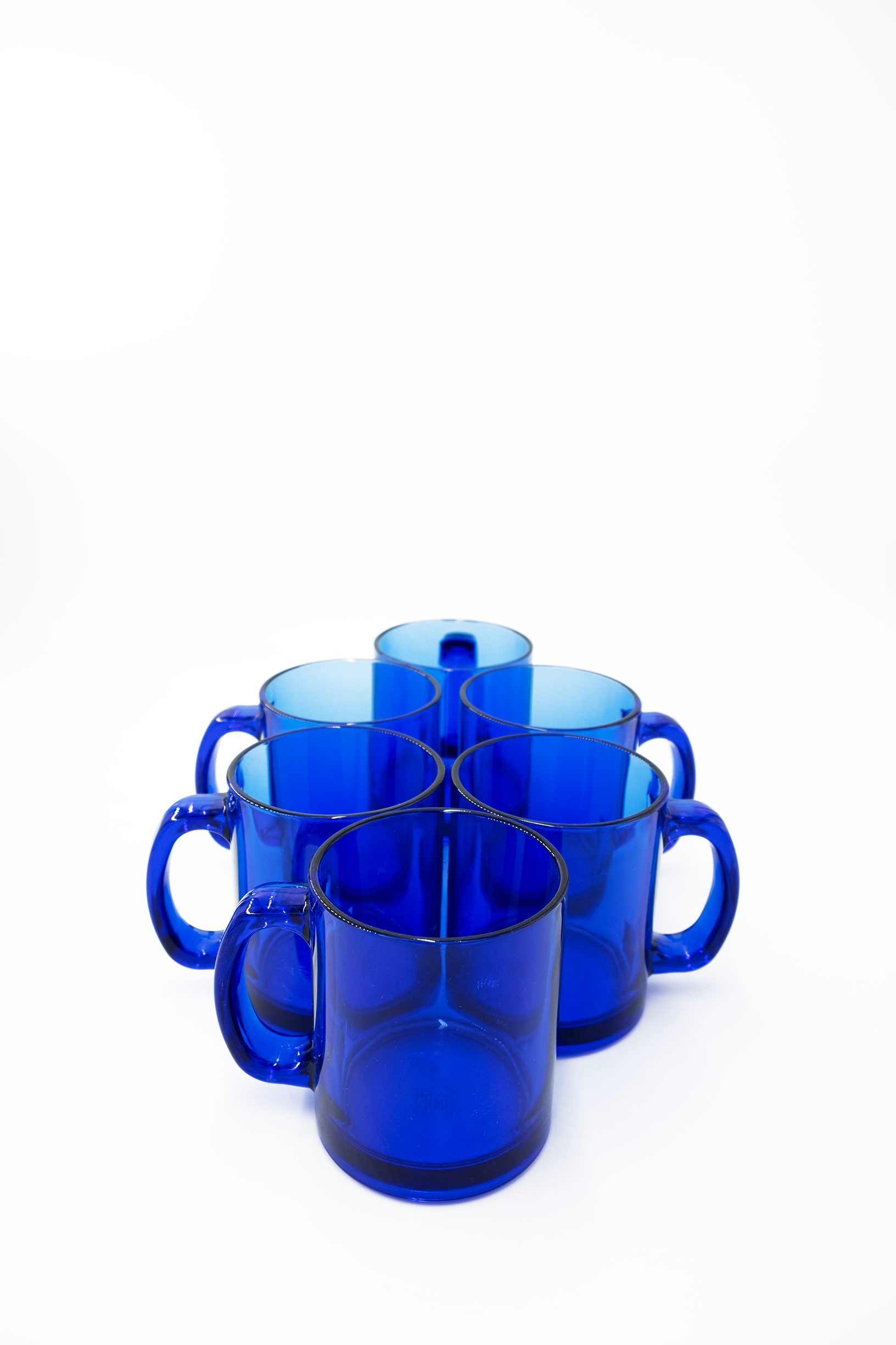 Set of 6 vintage cobalt blue glass coffee cups/mugs