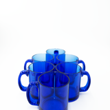Set of 6 vintage cobalt blue glass coffee cups/mugs