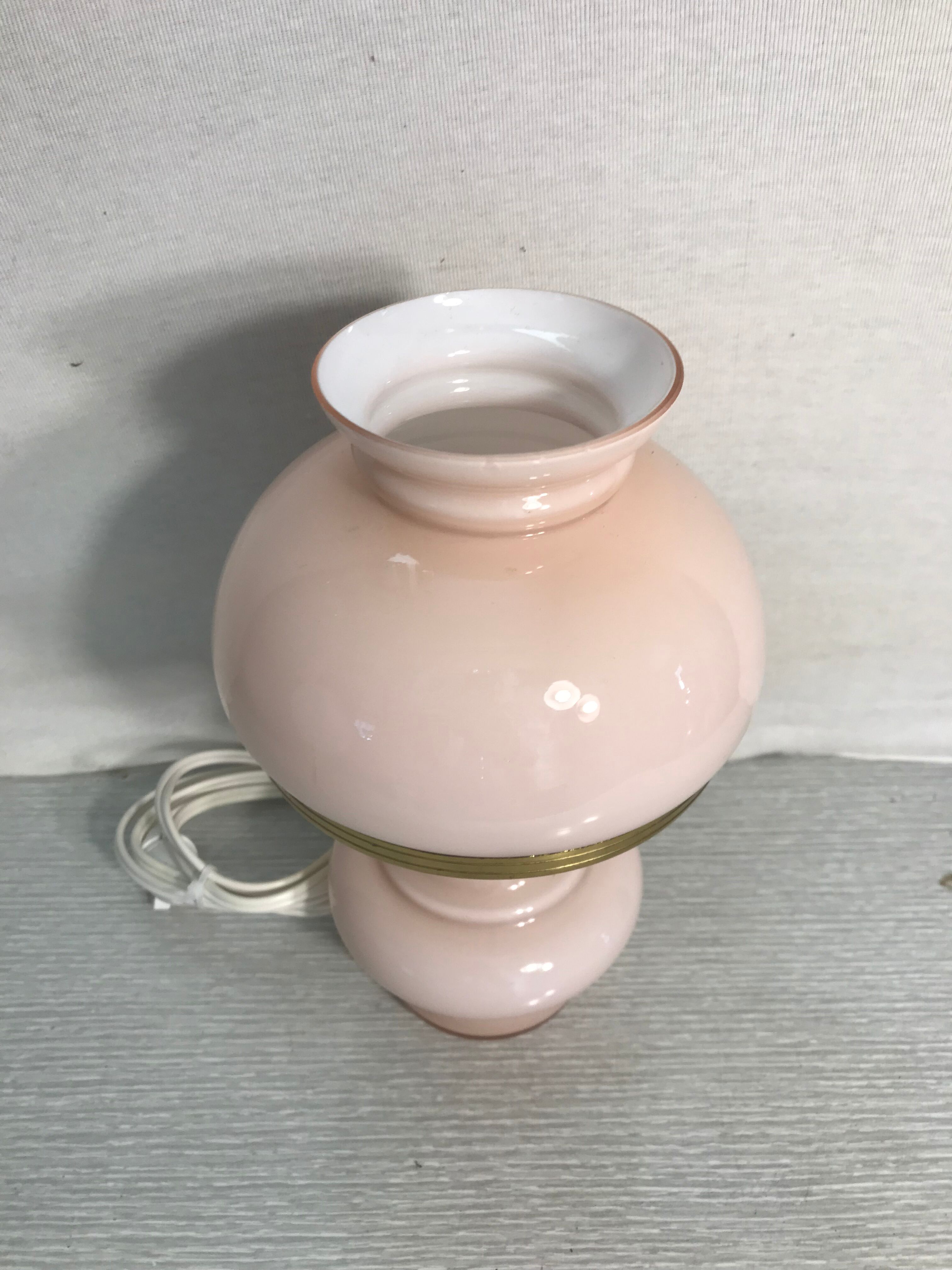 Old brass and opaline lamp
