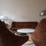 Tulip armchair in terracotta velvet, design 1970