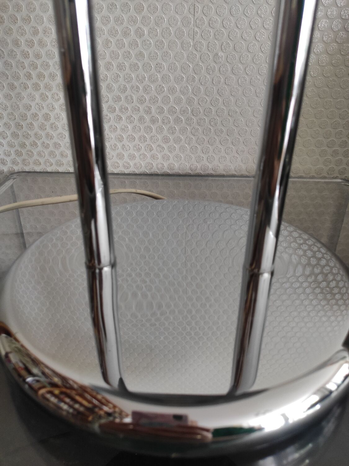 Ikea Chrome mushroom lamp designed by Robert Sonneman