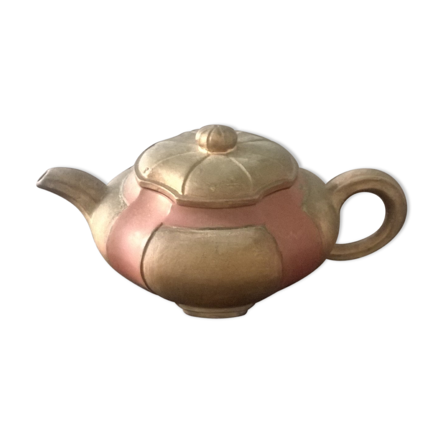 Vintage two-coloured terracotta teapot