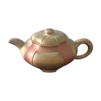 Vintage two-coloured terracotta teapot