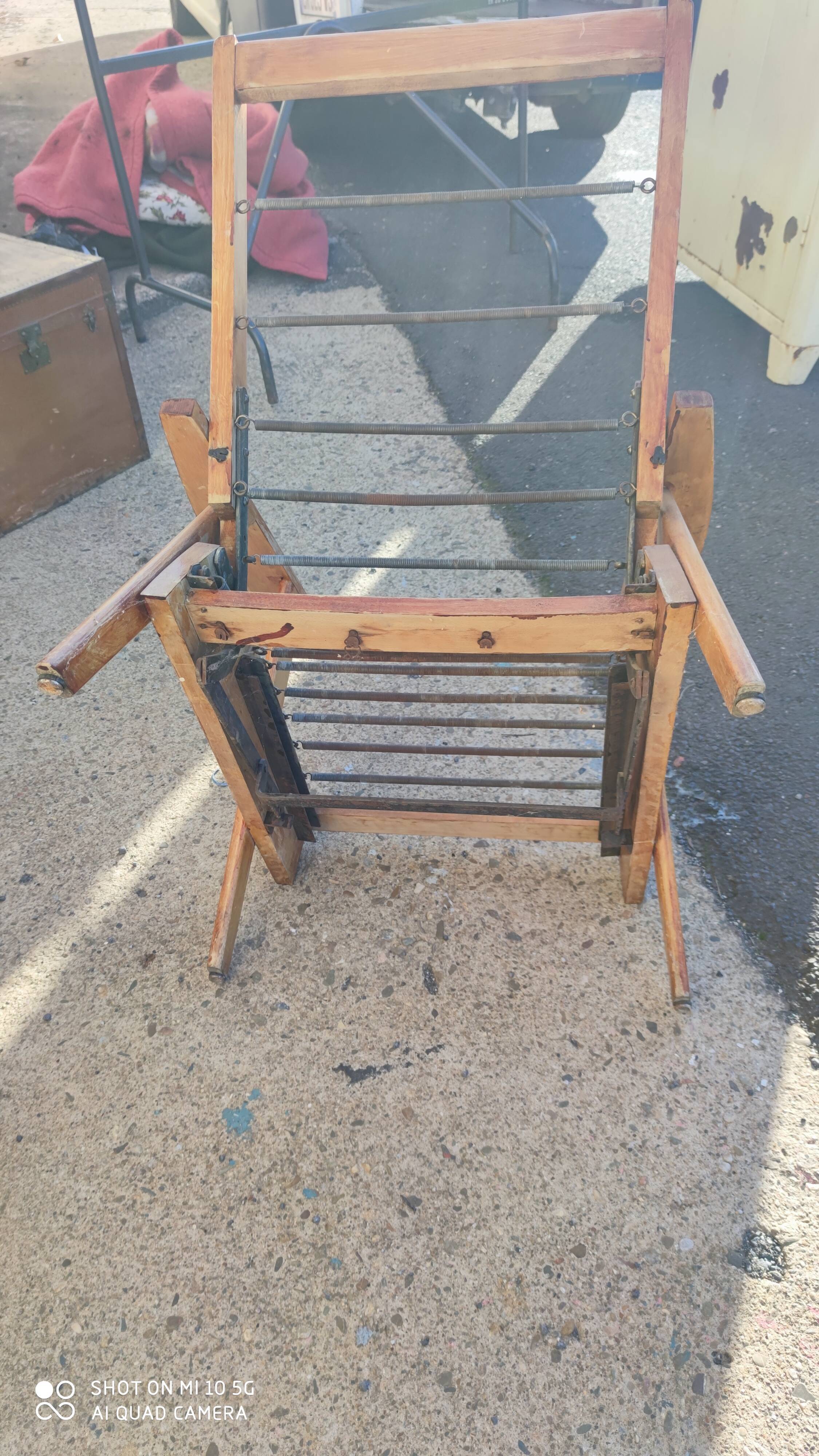 Armchair with compass legs and a mechanism, circa 1950