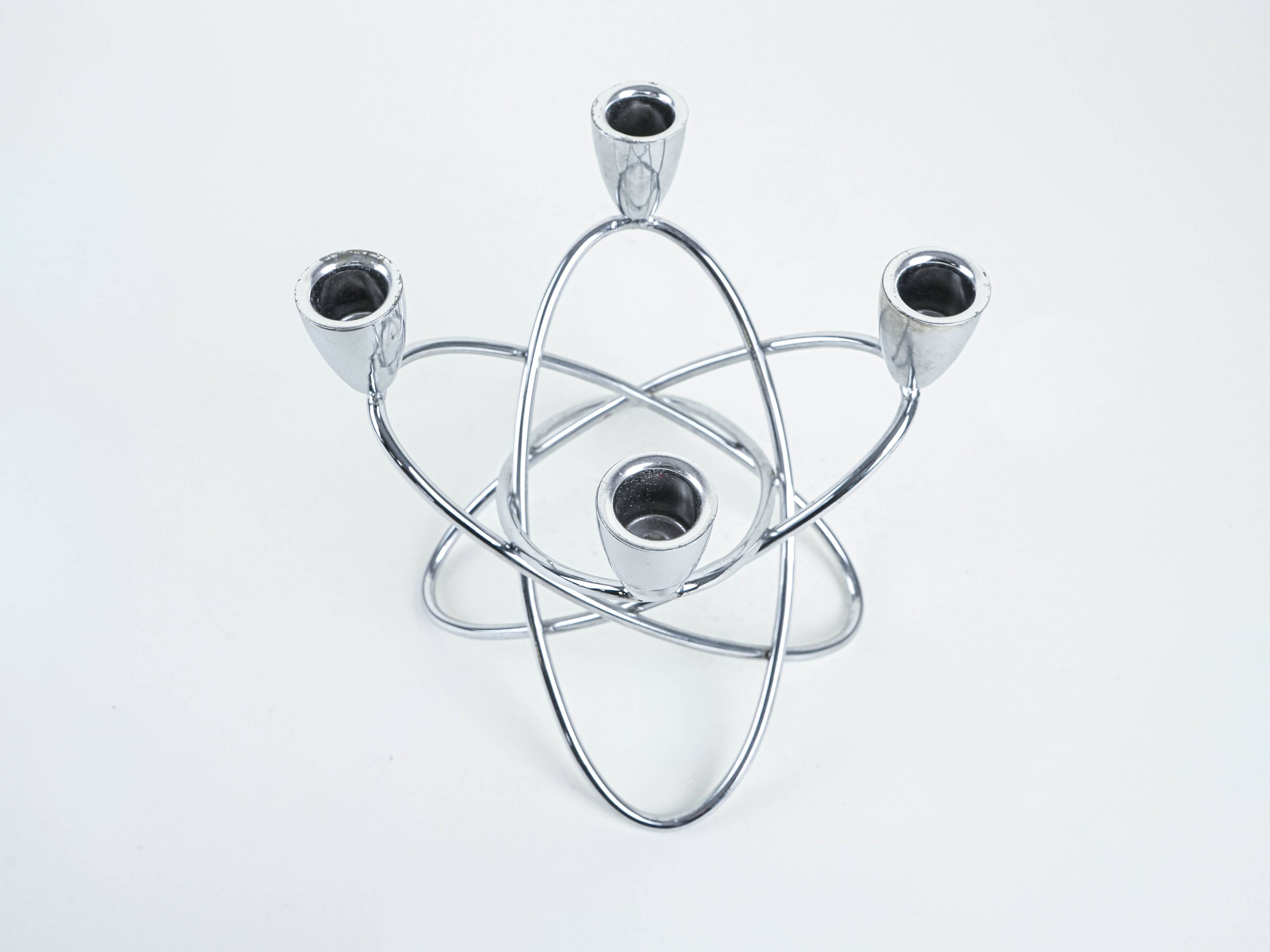 Bougeoir en acier, design danois, années 1970, fabriqué par Georg Jensen