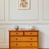 Chest of drawers in rattan and bamboo