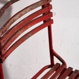 Anciennes chaises de jardin rouges (c.1920). Ensemble de 4 pièces #37