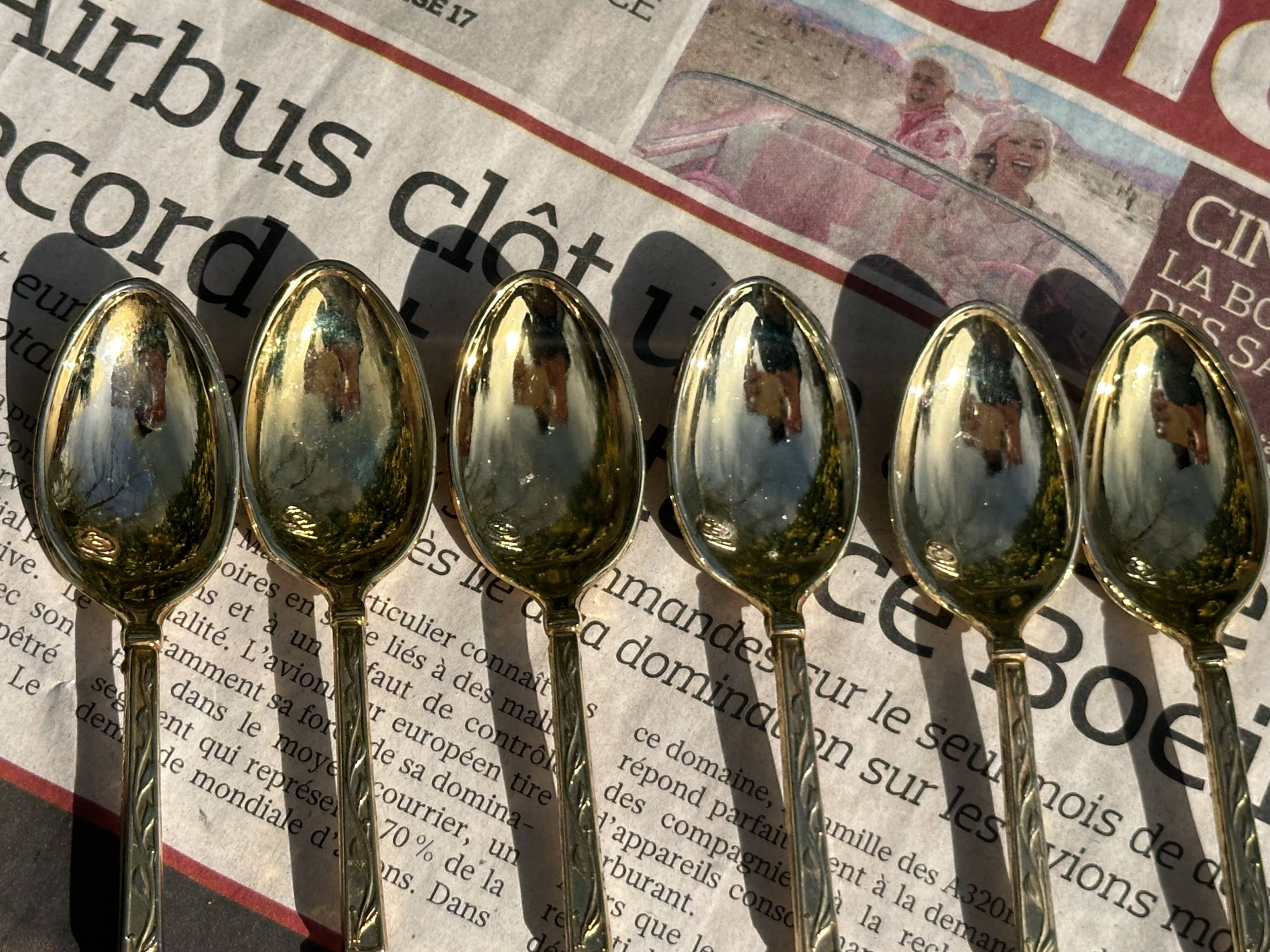 Set of 6 Vintage Gold Moka Spoons - Tableware - Coffee Spoons