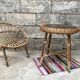 Vintage side table in bohemian old rattan wicker 1950