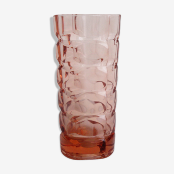 Vase en verre ciselé rose