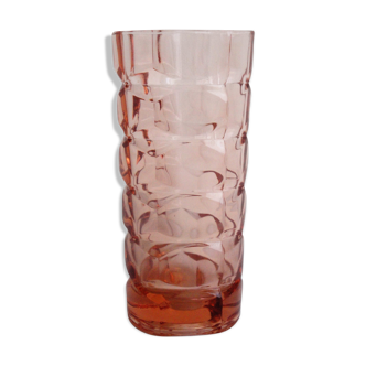 Vase en verre ciselé rose