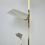 Lampadaire design années 70, laiton et travertin, Hollywood Regency