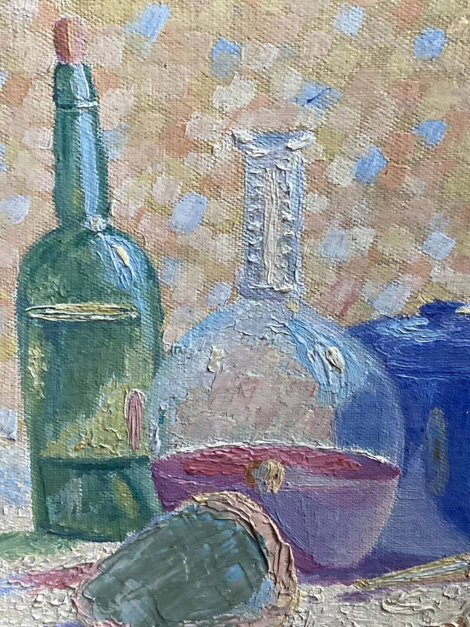 Old still life painting – small oil on mounted cardboard – 1970s/80s