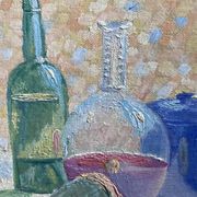 Old still life painting – small oil on mounted cardboard – 1970s/80s