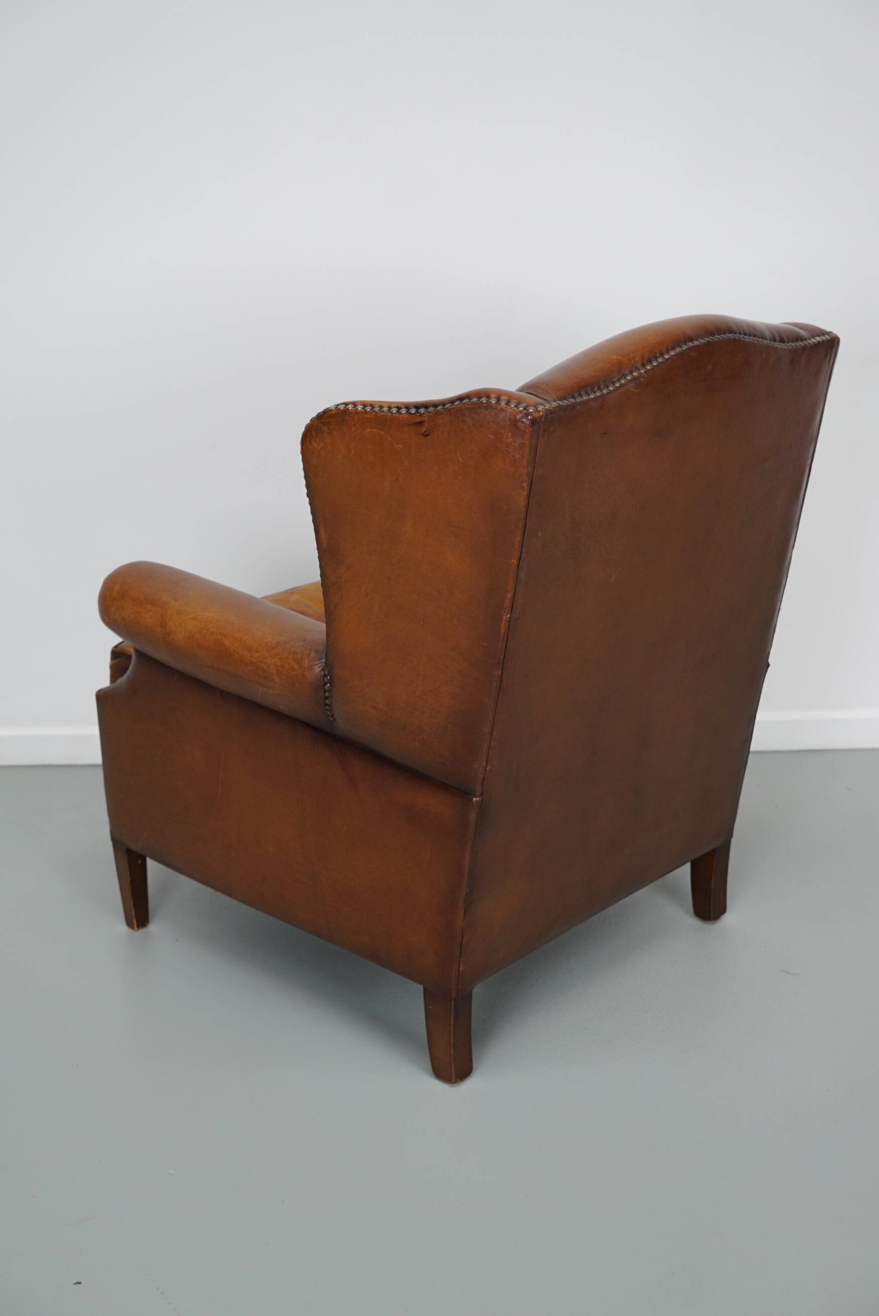 Vintage Dutch Cognac Colored Leather Club Chair