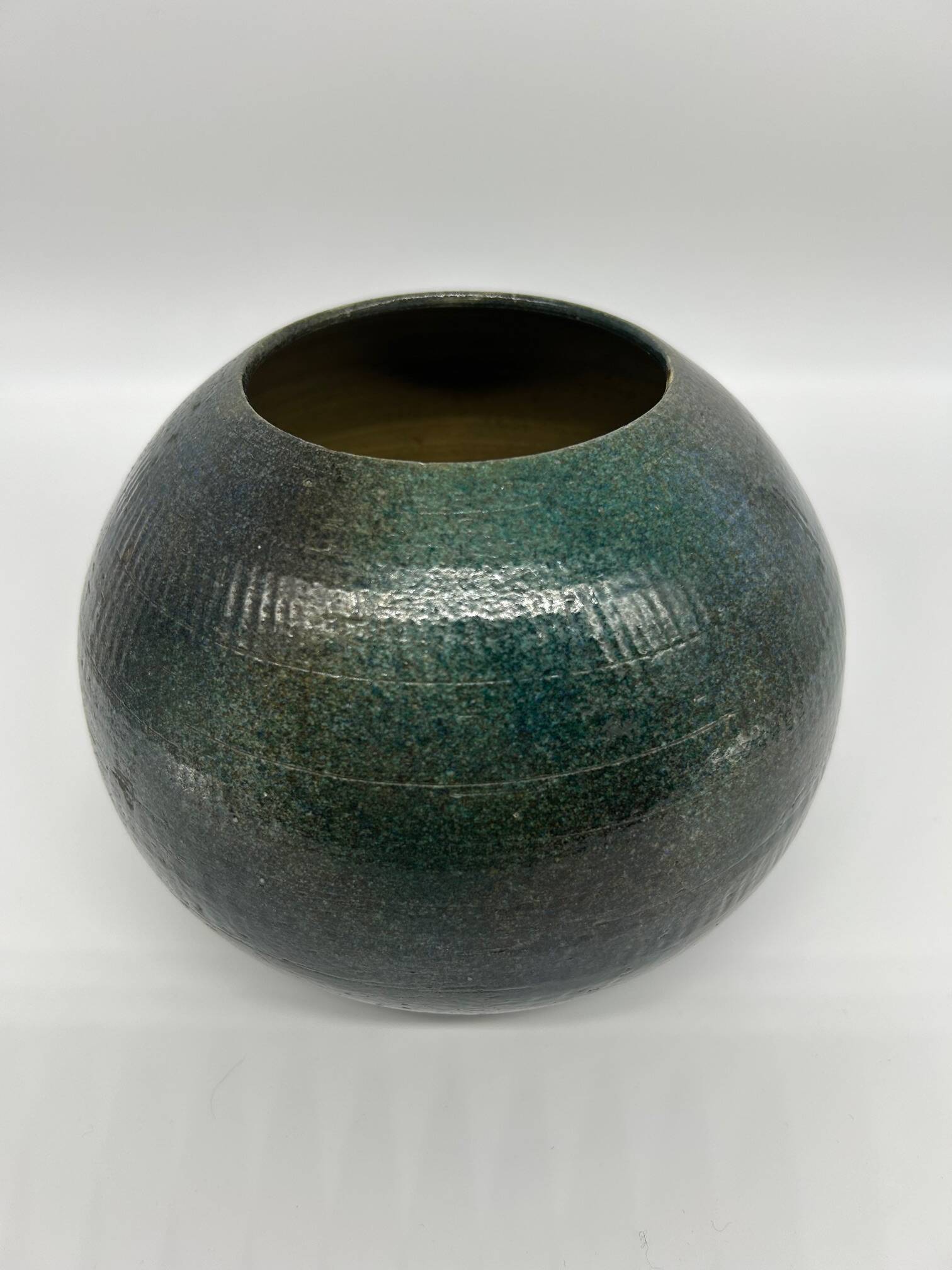 blue green ball vase