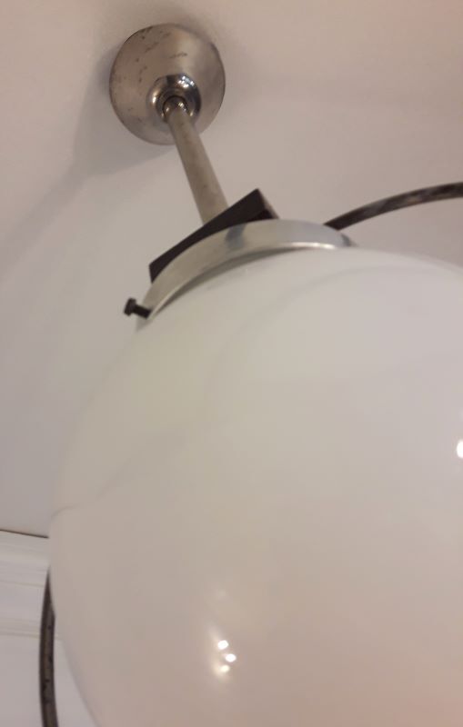 Art Deco aluminium and globe ceiling light