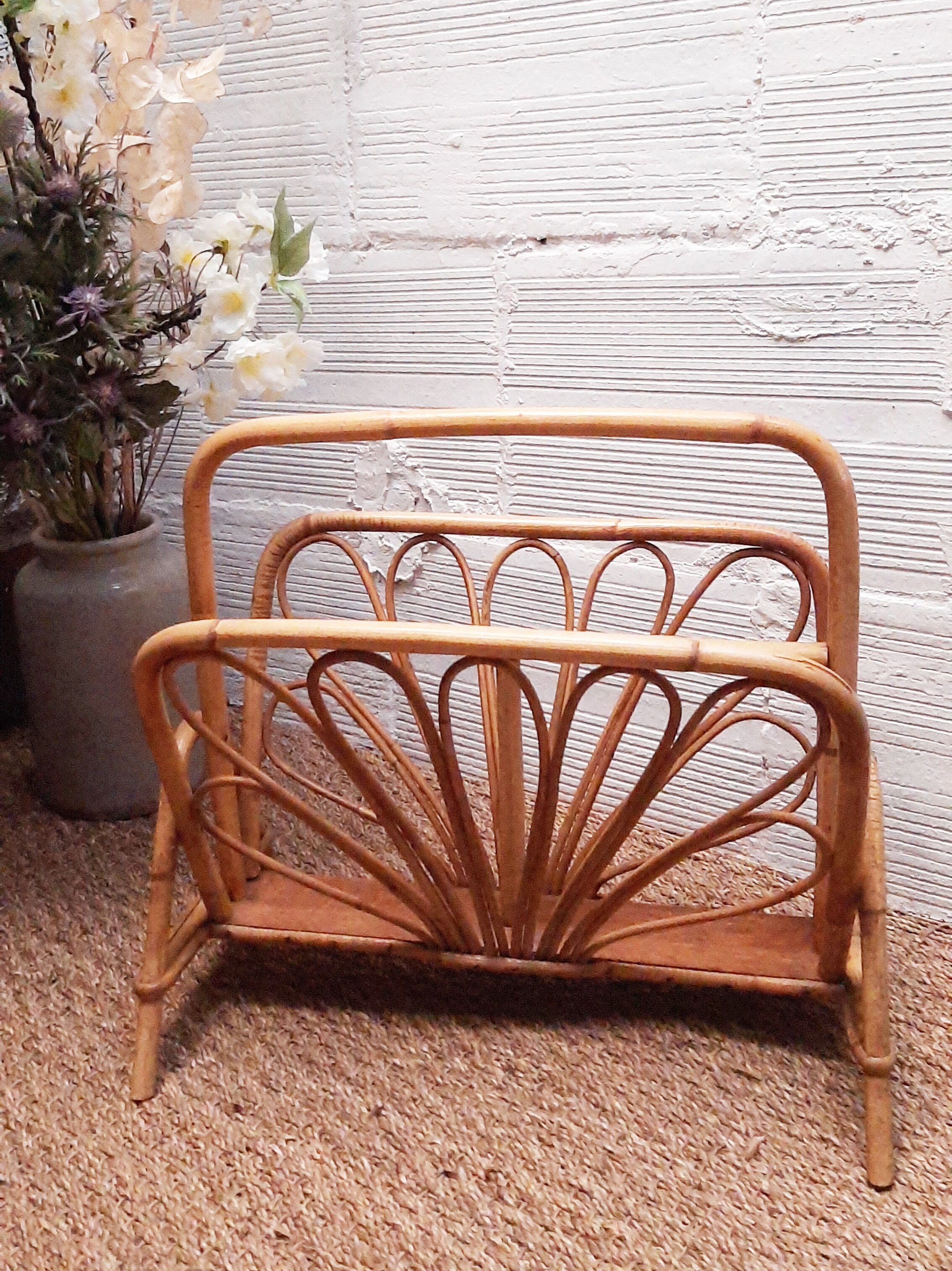Porte-revue rotin vintage année 60 70