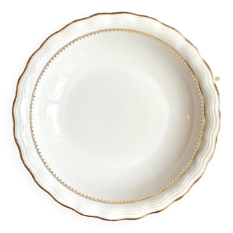ULIM round and hollow dish in white and gold Limoges porcelain