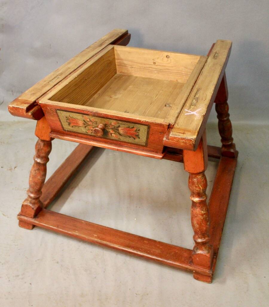 19th-century painted wooden changing table