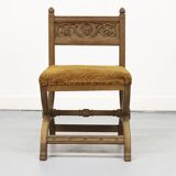 Antique Oak Chair with Gothic and Religious Carvings