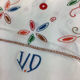 Tablecloth & 9 old monogram linen napkins