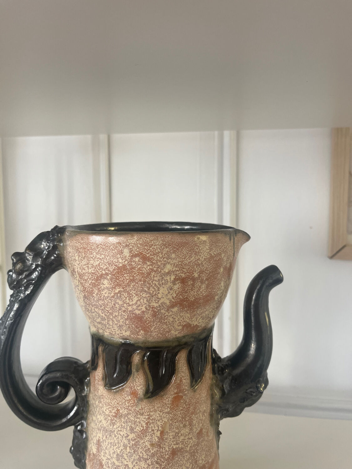 Belgian ceramic pitcher signed Sylvain Sttublet