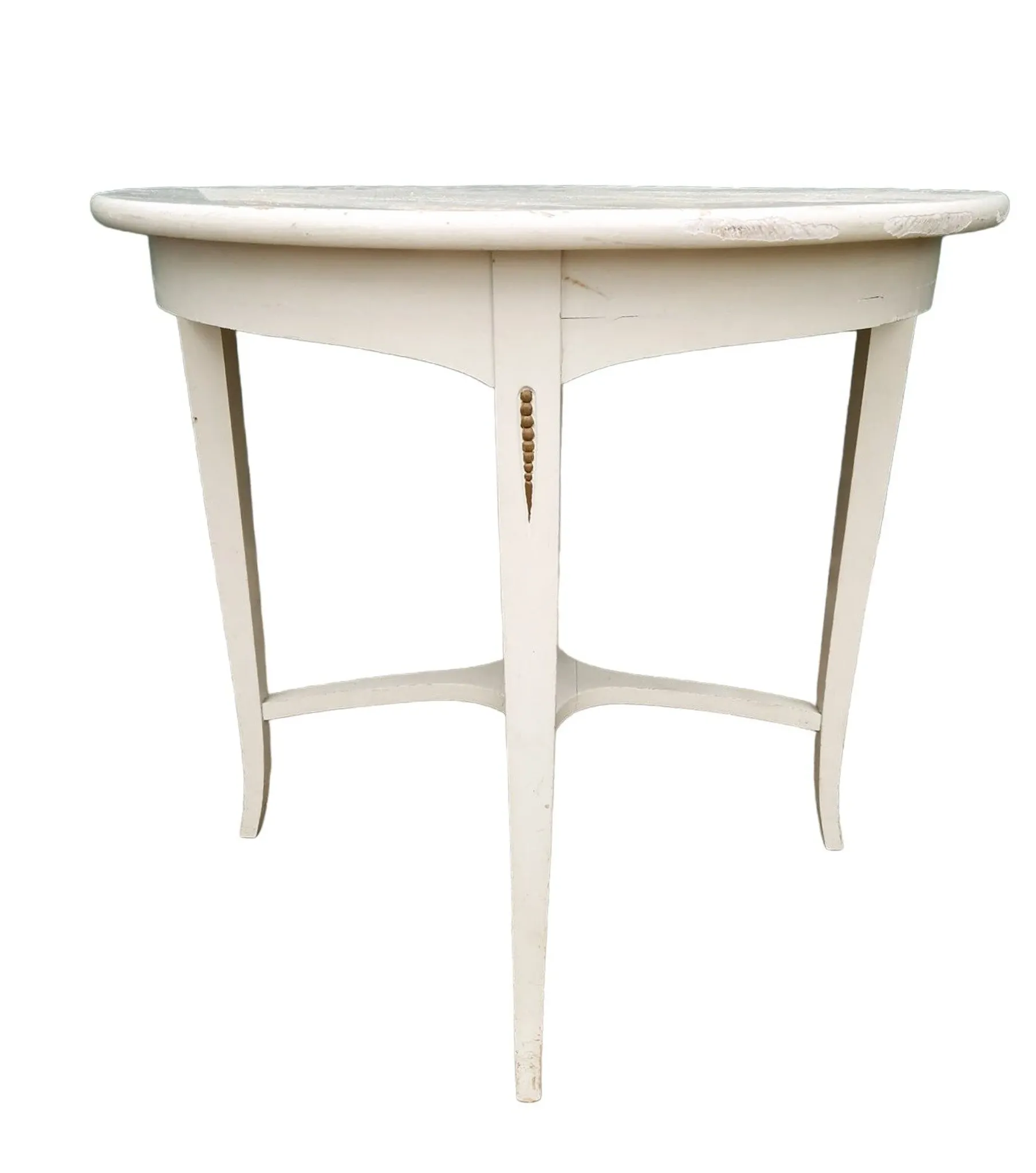 Round coffee table, Swedish Gustavian style – cream painted, early 20th c.