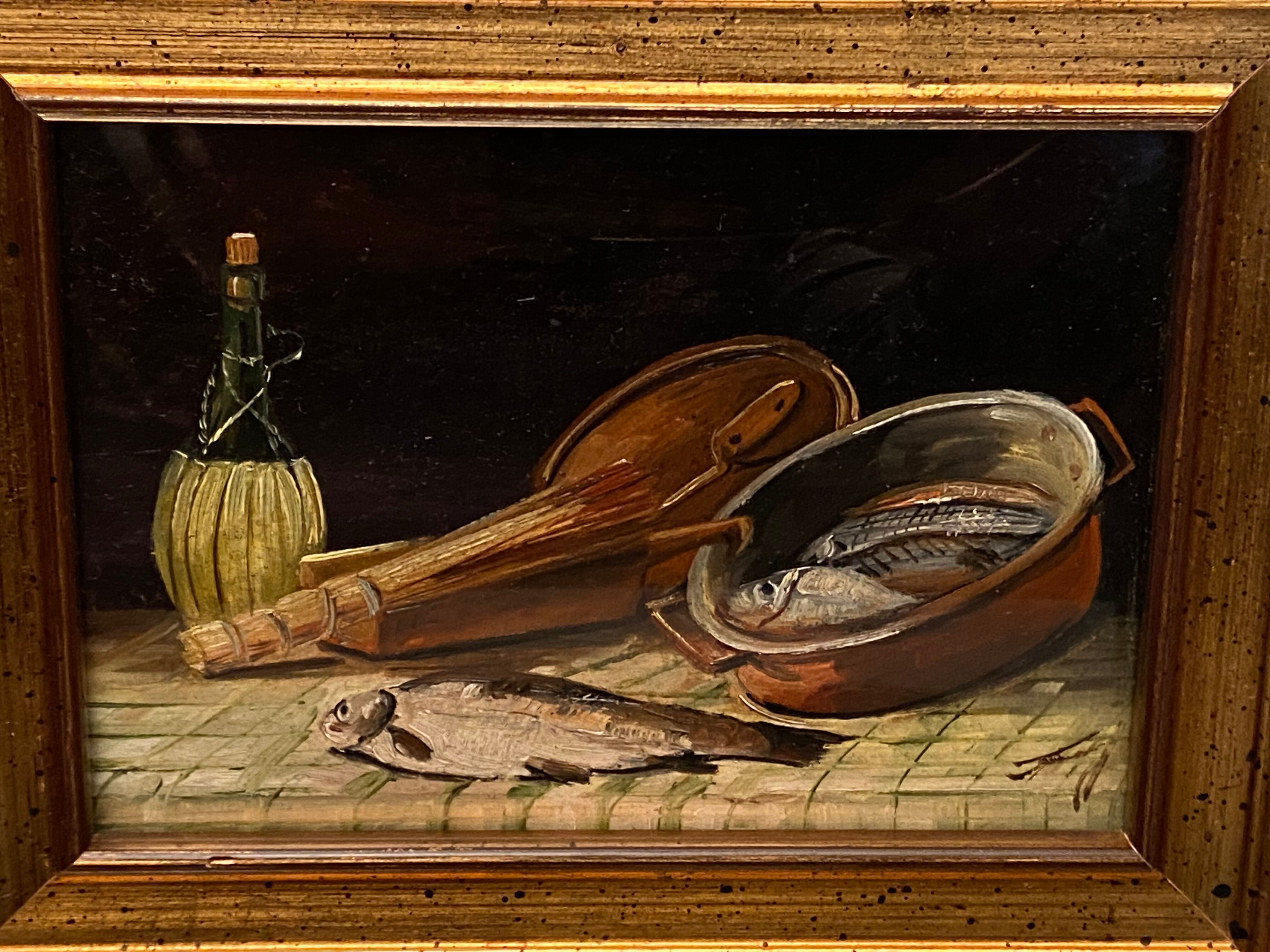 Oil painting on panel Signed Still Life