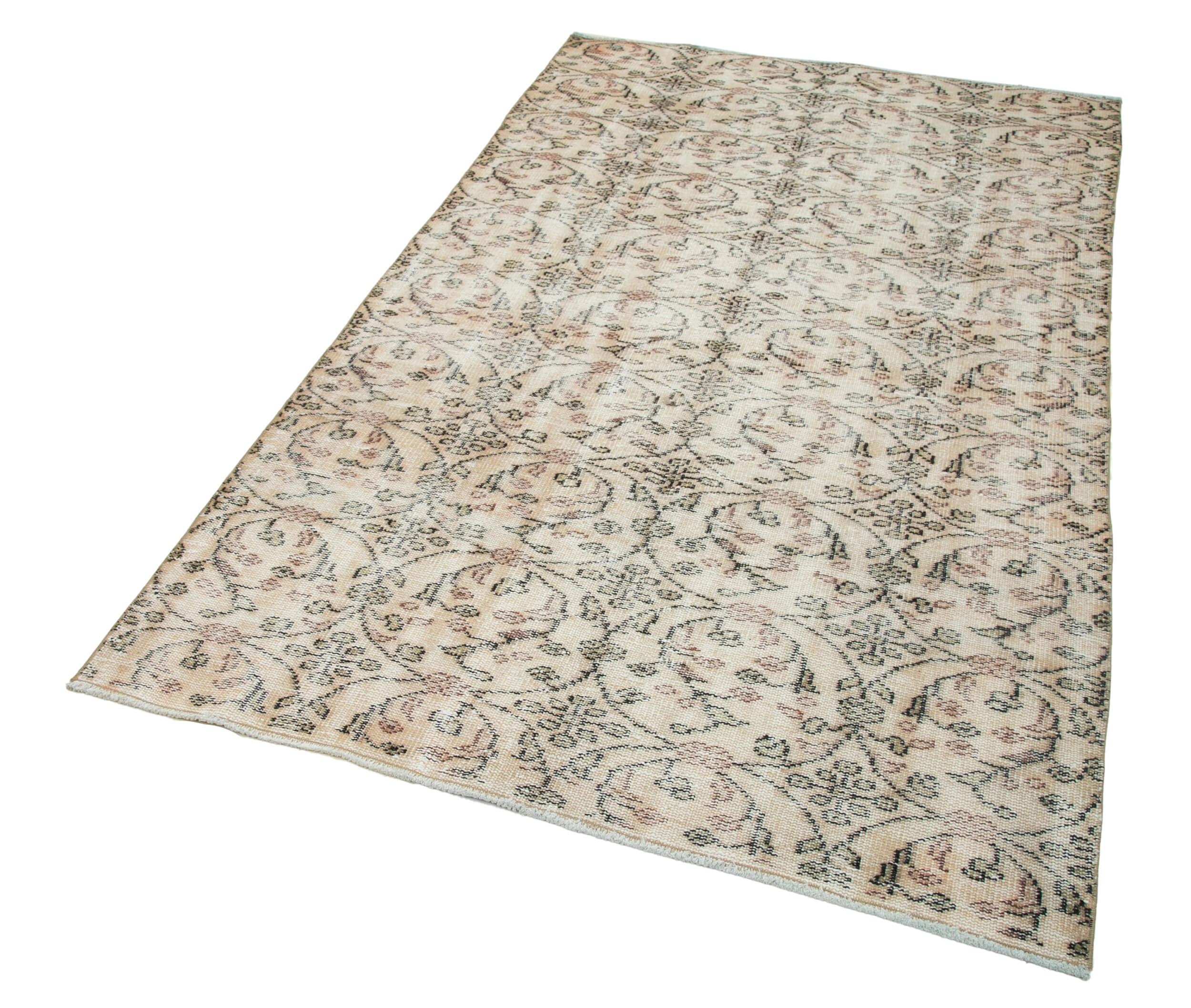 Oriental handmade wool 1970s beige carpet 137 cm x 240 cm
