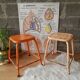 Pair of low metal stools industrial workshop - vintage