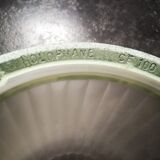 Plafonnier industriel 1950 verre et support signé Holophane