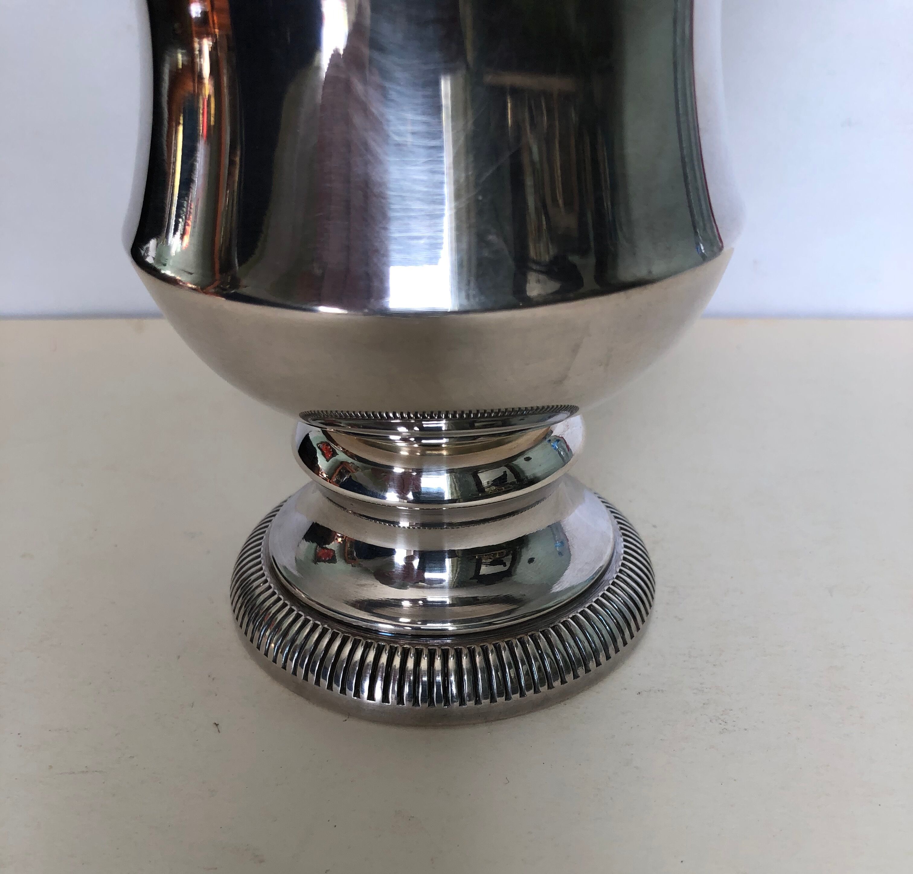 Silver metal vase