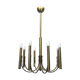 Sciolari, Vintage Italian large 8 lights brass chandelier. 1970s