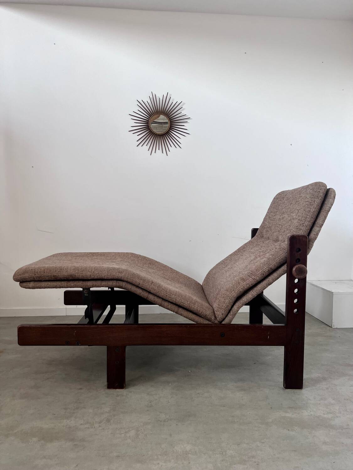 Old chaise longue wooden lounge chair Italian design from the 60s vintage