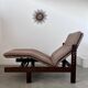 Old chaise longue wooden lounge chair Italian design from the 60s vintage
