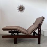 Old chaise longue wooden lounge chair Italian design from the 60s vintage